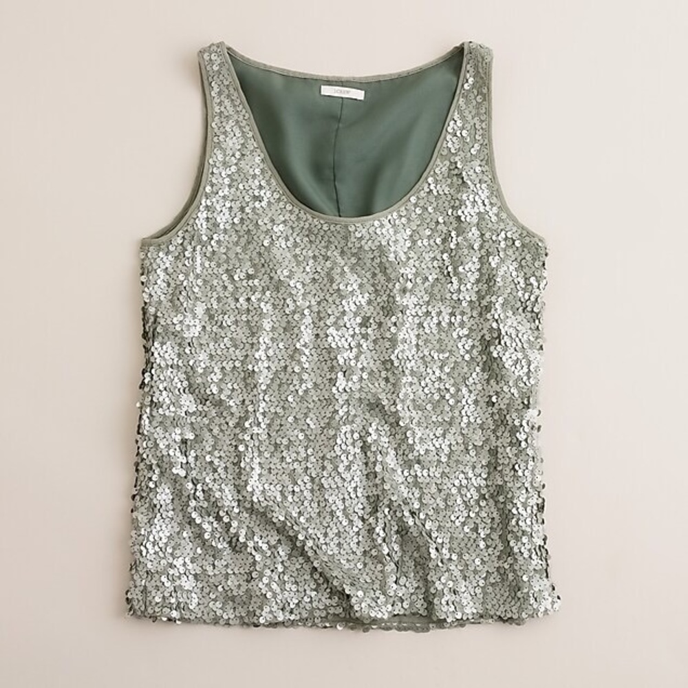 J.Crew matte green sequin tank top